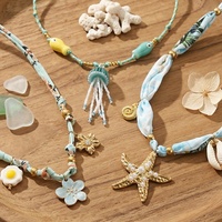 Sea Star Bohemian Vacation Beach Damesmodeketting van roestvrij staal, geschikt voor cadeau geven, feesten, dagelijkse vakantie