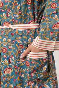 European Cotton <b>Maxi</b> Robe Ladies Quality Bathrobe Casual Floral Print Kimono <b>Cardigan</b> Autumn Summer Luxury Boho Sleepwear Spa - Product Image 3