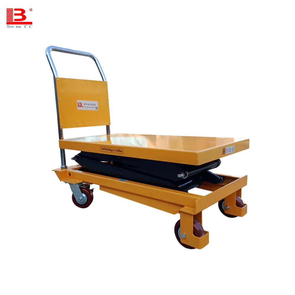 Good supplier mini hydraulic scissor lift table hand movable truck adjustable warehouse load 300kg 500kg 1toncapacity for sale