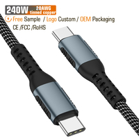 Cable USB Tipo C a Tipo C de 1 Metro con Logotipo Personalizado, PD3.1 240W 5A, Carga Rápida, Núcleo de Cobre Puro, Trenzado de Nailon, para Uso con Cámara