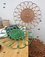 Napperons et sous-plats en rotin tressé, sous-plat en rotin, tapis de table en rotin floral, tapis de table en rotin, tapis isolant résistant à la chaleur