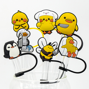 En gros 8MM personnalisé <span class=keywords><strong>jaune</strong></span> canard grenouille requin <span class=keywords><strong>salamandre</strong></span> drôle Silicone paille Topper verres concepteur mignon dessin animé paille Topper - Product Image 2