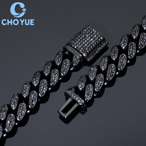 Cadena de Eslabones Cubanos de Plata de Ley 925 con Moissanita, Estilo Hip Hop, Totalmente Negra, de 12 mm, Joyería Iced Out para Hombre - Product Image 2