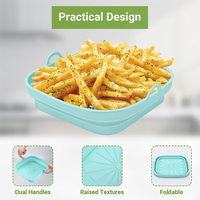 Moule de cuisson carré pliable pour friteuse à air, réutilisable, sans huile, accessoires de cuisine, pot en silicone pour friteuse à air