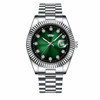 Montre à quartz pour homme de luxe OEM, acier inoxydable bicolore, lunette cannelée, logo personnalisé, montre d'affaires, Montre Homme De Luxe