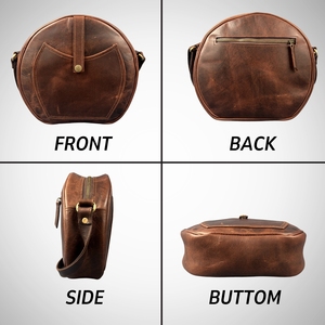 Sac à main vintage vintage en cuir marron avec fermeture éclair durable, sac à bandoulière léger à deux sangles pour femmes, sacs à main - Product Image 3