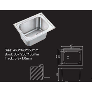 Stainless Steel <b>Sink</b> 463x348x150mm Single Bowl Rectangular Drop-In Industrial <b>Kitchen</b> <b>Sink</b> GR-573A - Product Image 2