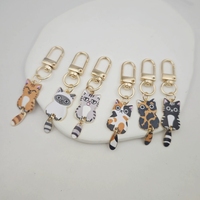 Porte-clés en alliage métallique en gros, en forme de cœur ou rond, pour femmes et filles, avec motif de chat de dessin animé mignon, idéal comme cadeau promotionnel