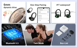 2024 diskon besar amazon HIFI Ea rbuds TWS Bluetooth 5.3 olahraga Over-ear ENC Dual-Mark mini earphone gigi biru nirkabel Noise Cancelling