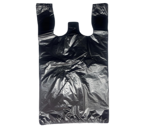<b>Small</b> <b>Black</b> Plastic T-Shirt <b>Bags</b> with Handles for Grocery Shopping Convenient Plastic <b>Bags</b> - Product Image 1