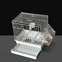 Cage de présentation élégante en fil métallique noir massif pour petits oiseaux, idéale pour les expositions et les courts trajets