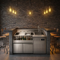 Évier de bar en acier inoxydable 201 OEM ODM avec rinçateur de verres, mode éco, équipement de bar économe en énergie pour professionnels