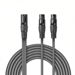 สายสัญญาณเสียง XLR ชายต่อ 2x หญิง 3 ขา 1.5 ม. สีเทา - Product Image 3