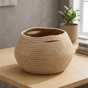 Cesto de Ropa Plegable Ecológico de Cuerda 100% Algodón, Estilo Moderno, Tamaño Ovalado - Product Image 3