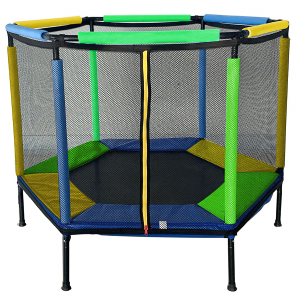 CreateFun Unisex Boy Children's Indoor 55-Inch Hexagonal PVC Steel Polypropylene Mini Trampoline Protective Net Durable 1 Year