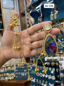 Handcrafted Gold Tone Jhumka <b>Earrings</b> with Sparkling Teardrop Stone and Chain Detail Indian Wedding Jewelry Collection for Women - Product Image 5