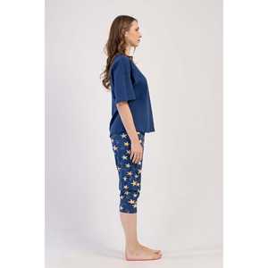 Conjunto de Pijama para Mujer, Lyocell Suprem XXL, Cuello Bajo, Manga Corta con Puños Ovalados, Estilo Capri - Product Image 3