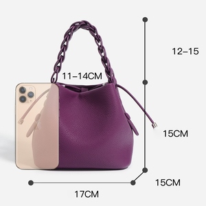 Bolso de Mano <span class=keywords><strong>Mini</strong></span> de Lujo Estilo Primavera, Bolso Tipo Cubo de Cuero Vacuno Genuino, Bolso de Hombro Versátil para Oficina, Gran Capacidad - Product Image 2