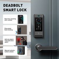Kunci Pintu Pintar dengan Kamera, Sidik Jari, Kata Sandi, Kartu IC, Bel Pintu, Interkom Video, Aplikasi Tuya TTLock, WiFi, Kunci Digital untuk Kantor