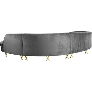 European Size Modern grey Fabric <span class=keywords><strong>I</strong></span> Shaped Sectional Corner Sofa Modular Couch with X-shaped gold metal legs corner curved sofa - Product Image 3