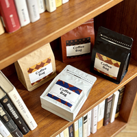 Sachet d'emballage de café personnalisé avec logo, fermeture éclair, valve, en PVC/PET, à fond plat, mat, scellé, impression offset, traitement de surface