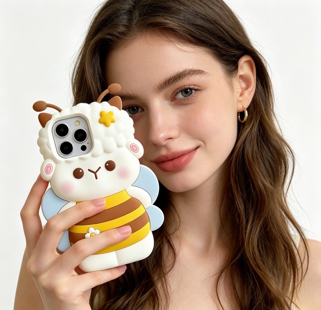 Adorable 3D Sheep Luxury Cartoon Silicone Phone Case with 360 Protection & Shockproof for 16 Pro Max 15 14 13