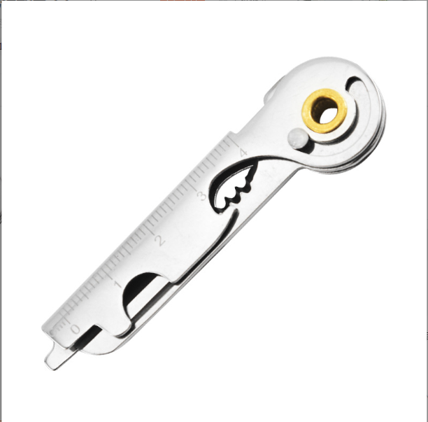 Cool Gadgets Business Idea Silver Stainless Steel Metal 6 in 1 EDC Multitool Keychain Laser Engraving Promotional Gift