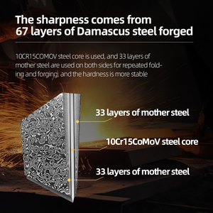 Cuchillo Japonés de Tallado Forjado a Mano OEM, con Núcleo de Acero VG10 y Revestimiento <span class=keywords><strong>San</strong></span> <span class=keywords><strong>Mai</strong></span>, HRC 63-64, para Marcas de Cubiertos de Lujo y Venta al por Menor de Alta Gama - Product Image 6