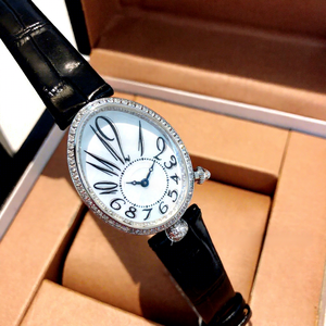 Montre pour femme Naples Queen Baoji, boîtier ovale en acier inoxydable, verre saphir, mouvement à quartz, bracelet en cuir véritable, aiguilles - Product Image 3