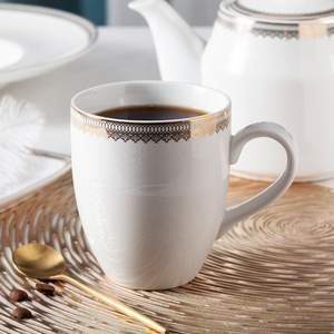 <span class=keywords><strong>Mug</strong></span> en porcelaine blanche avec logo en relief, poignée bon marché, élégant, personnalisé, pour voyage, coffret cadeau, <span class=keywords><strong>grand</strong></span> <span class=keywords><strong>mug</strong></span> en céramique de 400 ml avec bord doré, Shenzhen - Product Image 1