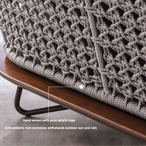 Conjunto de Comedor para Exteriores, Sofá de Ratán y Teca Impermeable, Muebles Minimalistas para Sala de Estar, Patio, Balcón, Jardín, Protección Solar - Product Image 4