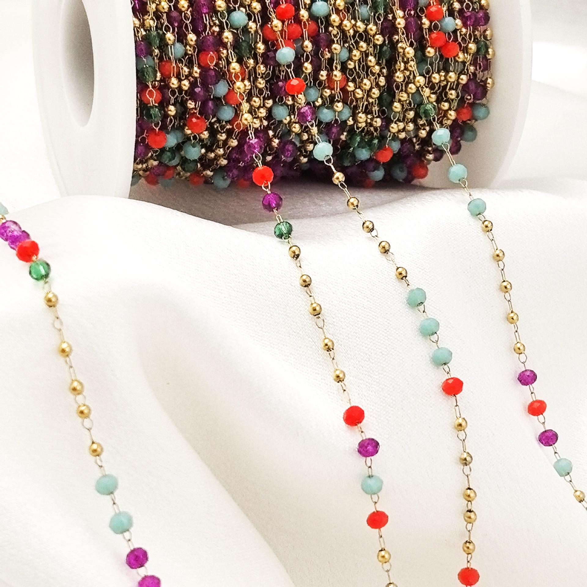 3Mm mixed color crystal steel ball chain
