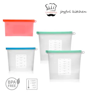 Bolsas de silicona reutilizables para almacenamiento de alimentos, accesorios de cocina sin BPA, grado alimenticio