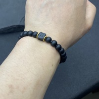 Bracelet en pierre naturelle de haute qualité, obsidienne givrée, pierre volcanique noire, bracelet pour homme en stock