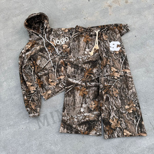 OEM Hommes Camouflage Impression Numérique Streetwear Autocollant Broderie Logo Sweat à Capuche et Pantalon de Survêtement Baggy Survêtements - Product Image 4