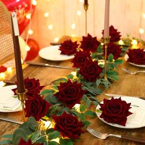 Roses bordeaux artificielles en gros, fleurs en velours à longue tige, fausses roses pour la Saint-Valentin, les mariages et les bouquets de <span class=keywords><strong>mariée</strong></span> - Product Image 5