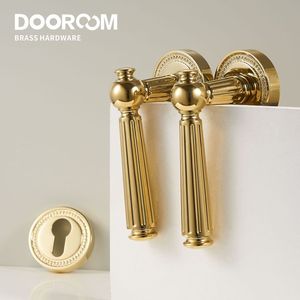 Dooroom đồng thau cửa đòn bẩy thiết lập hiện đại biệt thự phòng ngủ vàng Chrome mới cổ điển rắn gỗ nội thất khóa thiết lập Dummy khóa - Product Image 4