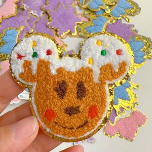 New <b>Iron</b> on Gold Edge Chenille Embroidered Christmas Crown Snow Patch - Product Image 2