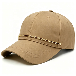 Premium Detachable Gold Chain 3D Puff Letter Printing Khaki Twill Baseball Cap Hip Hop Streetwear Custom <strong>Hat</strong> - Product Image 6