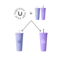 Gobelets cloutés populaires de 24oz Gobelets en plastique réutilisables pour le camping Gobelet à double paroi avec paille et couvercle
