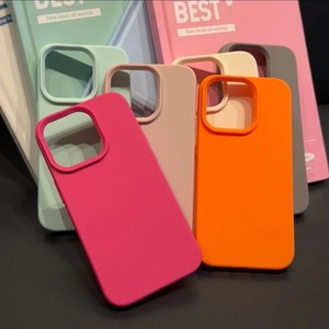 Coque simple de couleur unie à texture de litchi pour iPhone 16/15 Pro, coque souple pour iPhone 14/13/12, style japonais et coréen, antichoc - Product Image 1