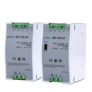 Dr-120-24 120w dc regulamentado 24v 5a 12v 10a din rail power 24vdc fonte de alimentação modo de comutação