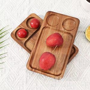 Plateau rectangulaire multifonctionnel en bois d'acacia Hangxu pour servir des fruits, des desserts, du pain, des gâteaux - Product Image 1