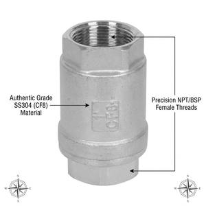 Válvula de Retención Vertical de Acero Inoxidable ACKO SS304/316, Válvula Unidireccional con Rosca Hembra para Tuberías de Agua y Aceite - Product Image 3