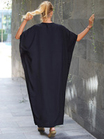 Noir col en V brodé plage caftan vacances crème solaire couvrir