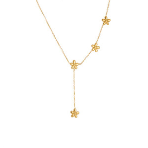 Flower Chain Tassel Necklace Gold Plated Stainless Steel Simple Fashionable Korean Style Accessory Jewelry - Product Image 5