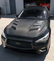 Nouveau capot en fibre de carbone pour Infiniti Q50 Q50L Q50S 2014-2023, style V avec aérations, look agressif, installation par vis.