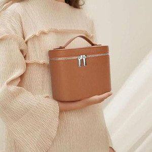 Borsa da trucco in <span class=keywords><strong>pelle</strong></span> di grande capacità divisore portatile Organizer cosmetico custodia lettera con cerniera da viaggio per articoli da toeletta - Product Image 3