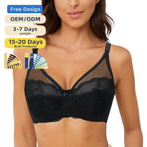 Sujetador Gótico Ajustable <span class=keywords><strong>Sexy</strong></span> de Talla Grande, con Encaje de Nailon y Algodón, Copa 3/4, con Aros, Cierre de Tres Corchetes, Transpirable para Mujer - Product Image 1