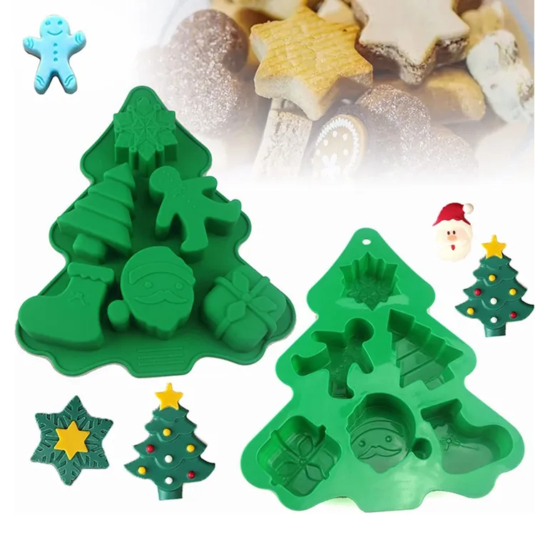 Handmade DIY Cakes Soap Bombs Jello Candy Chocolate Non-Stick Xmas Christmas Tree Silicone Baking Mold